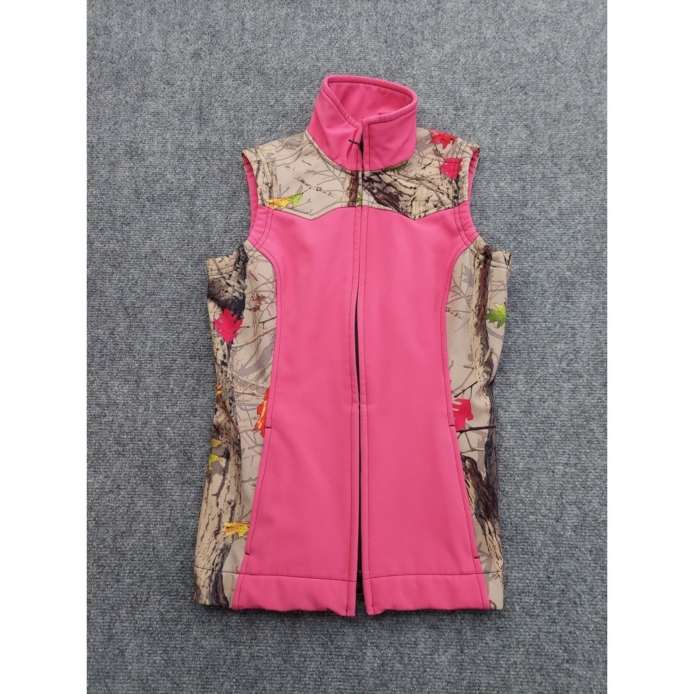 Drysdales‎ Camo Vest womens Extra Small Pink Fleece Lined Mock Neck Full Zip